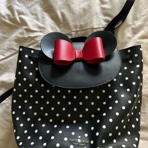 Kate Spade X Minnie Mouse Polka Dot Backpack with Red Bow